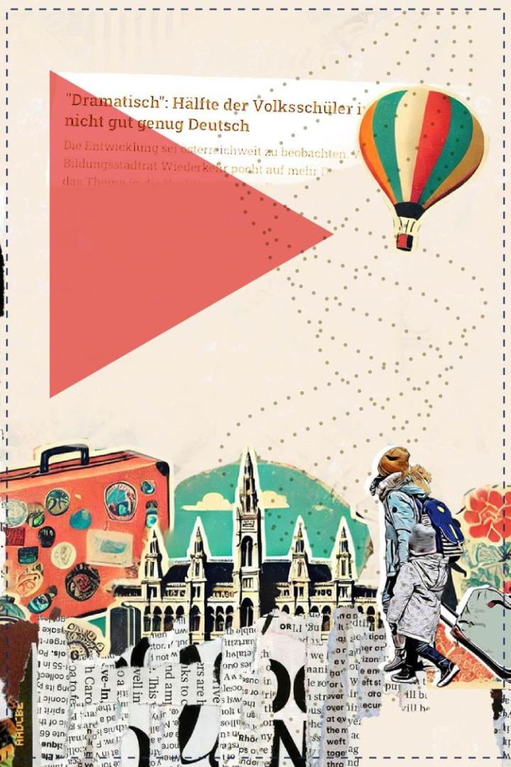 Symbolbild Migration in Wien: Collage zeigt Wiener Rathaus und Migranten
